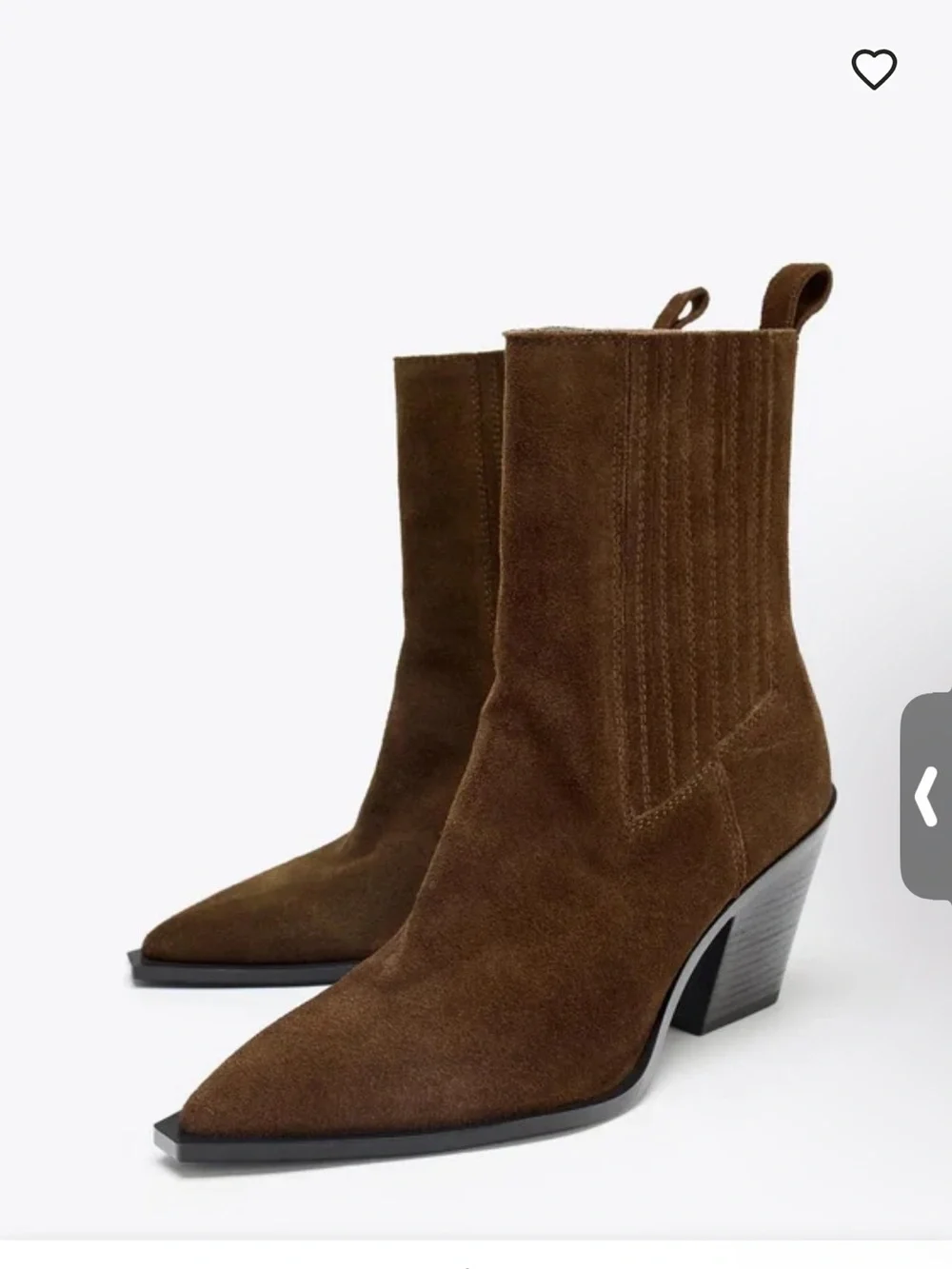 Zara Dark Brown Suede Pointed-Toe Ankle Boots